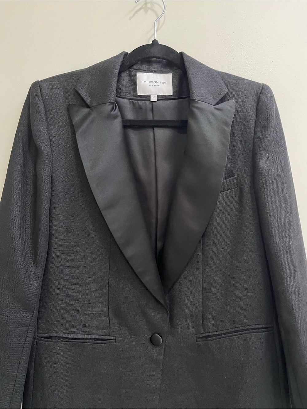 Emerson Fry Wingtip Black Linen Silk Blazer Size 10 - Picture 7 of 10